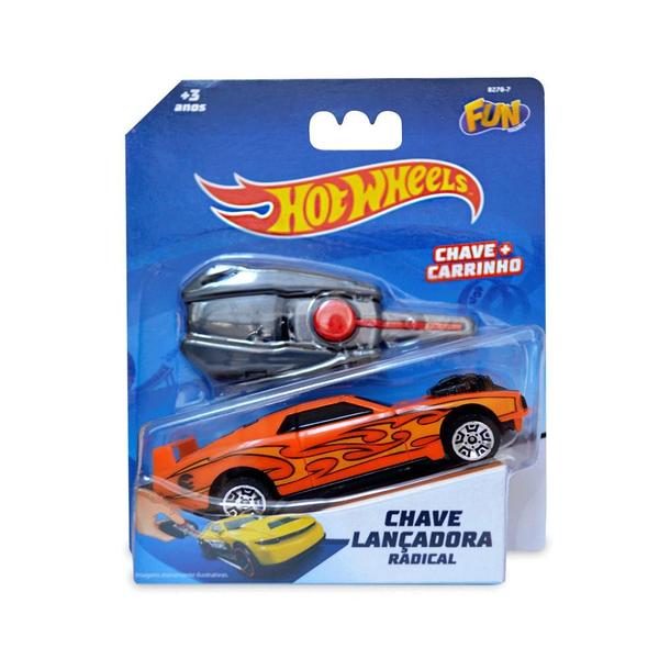 Imagem de Carro Hot Wheels Com Chave Lançador Laranja - Fun Divirta-se