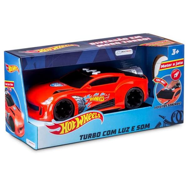 Imagem de Carro Hot Wheels Turbo que Dispara Luzes Coloridas e Som Laranja