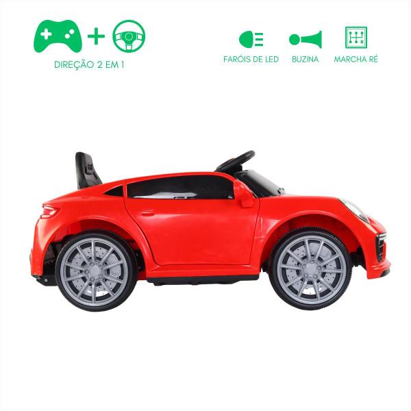 Imagem de Carro Infantil Elétrico 12V Vermelho Música Bluetooth Usb Ré