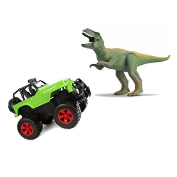 Carro Jipe C/ Dinossauro Acrocantossauro - Verde - Silmar Plasticos Ltda Imagem de Carro Jipe C/ Dinossauro Acrocantossauro - Verde