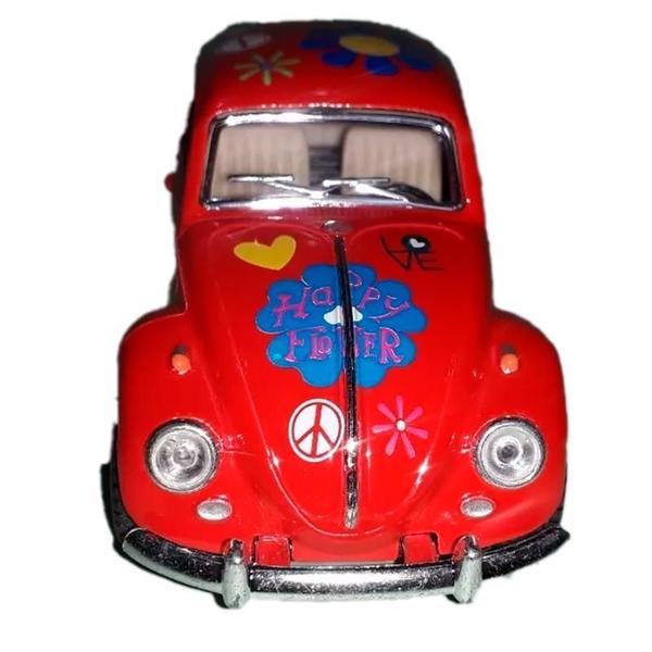 Imagem de Carro Miniatura Fusca Hippie Vermelho Escala 1:43 6836-28