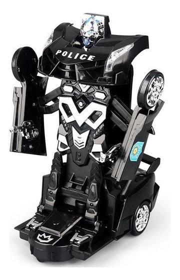 Imagem de Carro Policia Robô Car Transformes Vira Robo Com Luz E Som