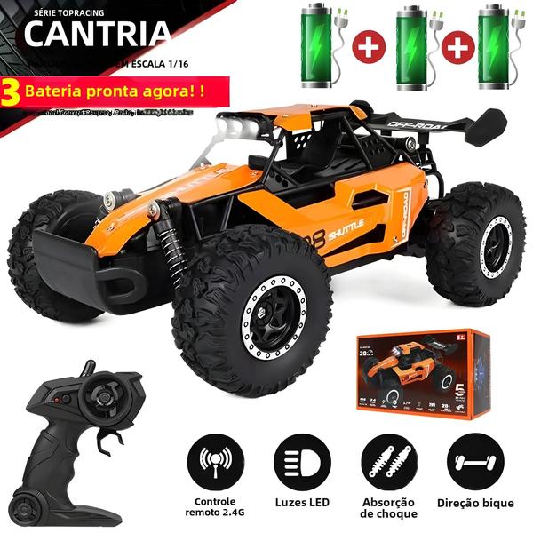 Imagem de Carro RC 1:16 2WD Off-Road - Escala, LED, Controle Remoto