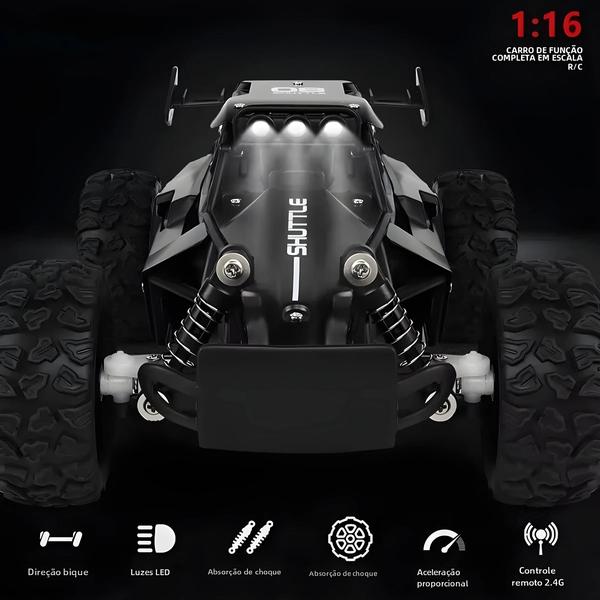 Imagem de Carro RC 1:16 2WD Off-Road - Escala, LED, Controle Remoto