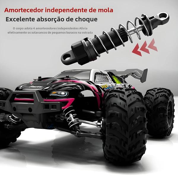 Imagem de Carro RC 4WD Monster Truck 1/16 - 50km/h - Com Luzes LED e À Prova D'Água