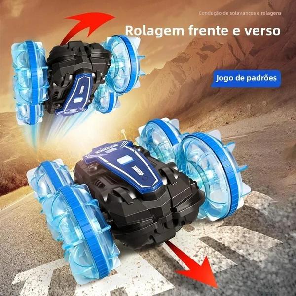 Imagem de Carro RC Anfíbio para Crianças - Controle Remoto Duplo, À Prova D'Água, Dupla Face com LED