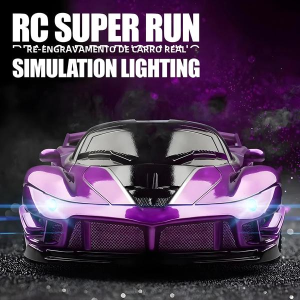 Imagem de Carro RC de Alta Velocidade 24G 4CH com Luzes LED - Brinquedo de Corrida e Drift 1:18