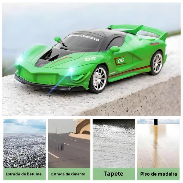 Imagem de Carro RC de Alta Velocidade 24G 4CH com Luzes LED - Brinquedo de Corrida e Drift 1:18