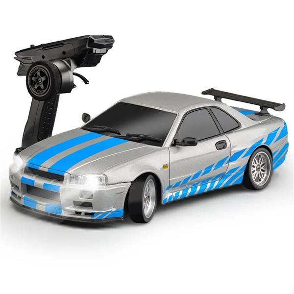 Imagem de Carro RC Drift GTR R34 1/18 - 2.4G RWD com LED, Gyro e Carroceria de Liga