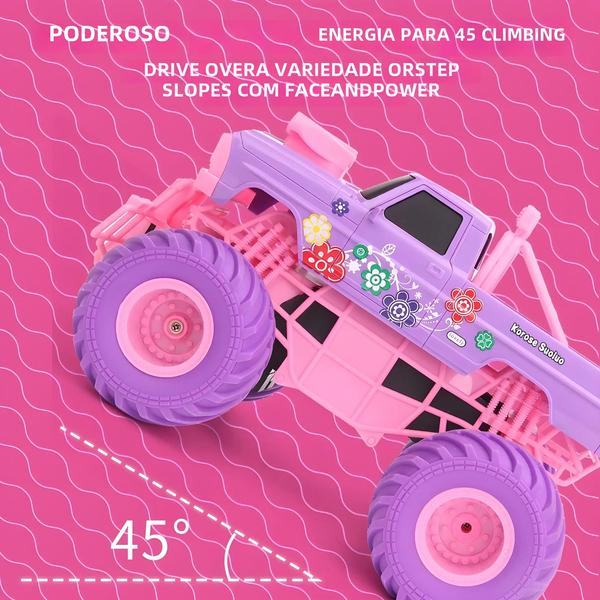 Imagem de Carro RC Elétrico Off-Road de Alta Velocidade - 24G, Rosa, Rodas Grandes