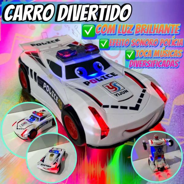 Imagem de Carro Transformers Carrinho de Polícia Vira Robô Luz e Som