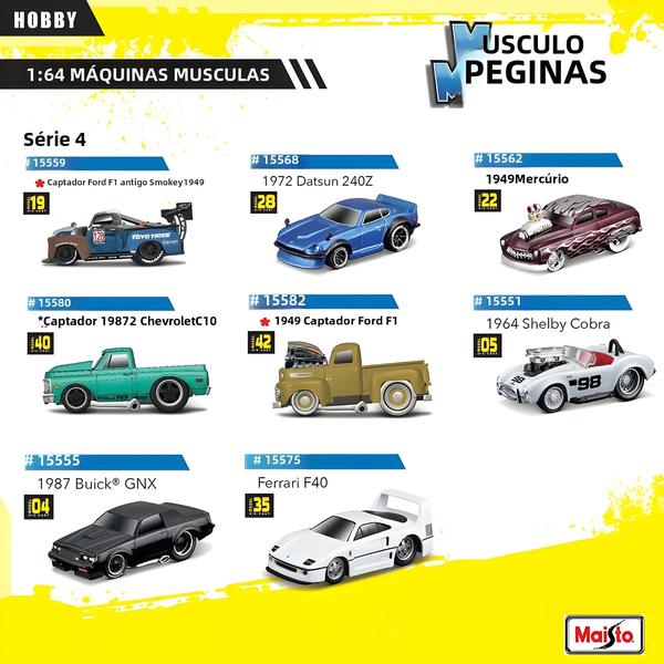 Imagem de Carros Clássicos em Miniatura 1:64 - Ford, Dodge, Shelby, Lamborghini, Chevrolet e Datsun