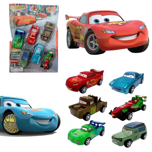 Imagem de Carros de Brinquedo 6 Unidades Relâmpago Mcqueen e Amigos