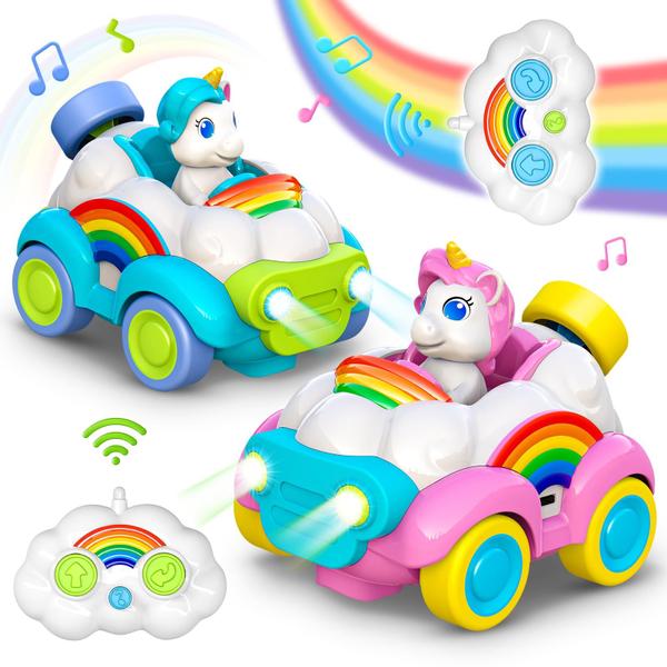 Imagem de Carros de Controle Remoto LET'S GO! - Pacote com 2 Unicórnios para Crianças (2-5 anos)