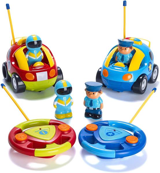 Imagem de Carros de controle remoto PREXTEX Cartoon Police Car and Race Car