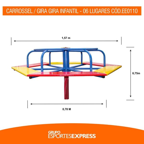 Carrossel Gira Gira Infantil 06 Lugares Grama Cód. Ee0110 - Esportes Express Imagem de Carrossel Gira Gira Infantil 06 Lugares Grama Cód. Ee0110