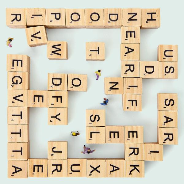 Imagem de Carta de madeira Scrabble Tiles Magicfly A-Z 1000 unidades com caixa