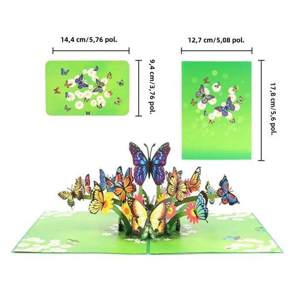 Imagem de Cartão 3D de Borboletas Coloridas - Para Aniversário e Ação de Graças