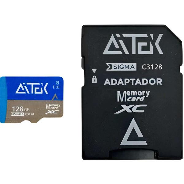 Imagem de Cartão de Memória 128Gb Aitek MicroSD Leitura até 80 MB/s e Gravação 30 MB/s