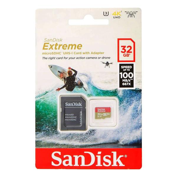 Imagem de Cartão de Memória 32GB Sandisk Extreme microSDHC 100-60MB