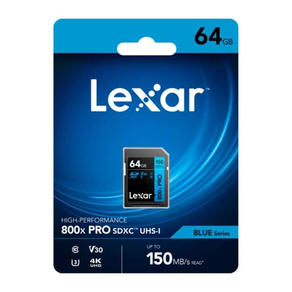 Imagem de Cartão De Memória 64gb 150mb/s Lexar Sdxc 4k Alta Performance 800x