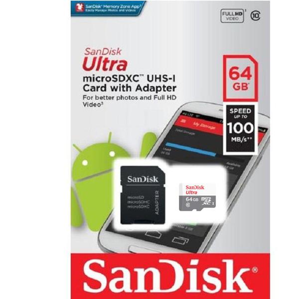 Imagem de Cartão De Memória 64gb Micro Sd Ultra 100mbs Class10 Sandisk