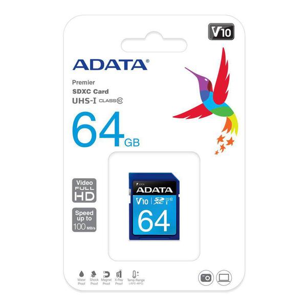 Imagem de Cartao de Memoria 64GB SD Class 10 PN ASDX64GUICL10-R A-Data - Adata