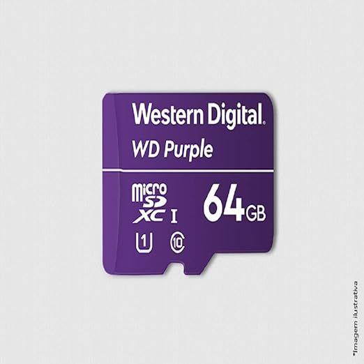 Imagem de Cartão de Memória Com 3 anos de Garantia Micro SD 64GB WD Purple Intelbras