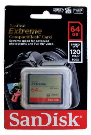 Imagem de Cartão de Memória Compact Flash CF 64GB Sandisk Extreme 120MB/s