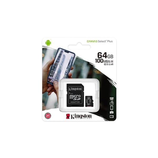 Imagem de Cartão de Memória Kingston Canvas  MicroSD Classe 10 com Adaptador, Câmeras Automática/ Android 64GB