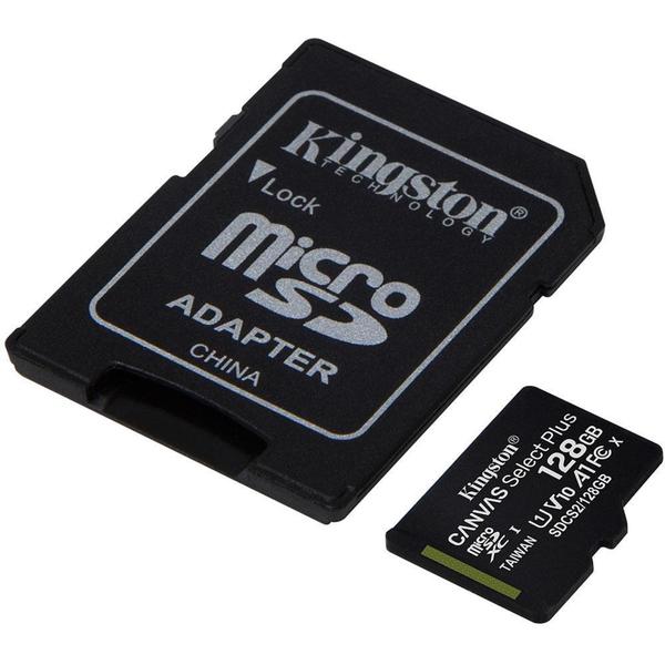 Imagem de Cartão de Memória Kingston Canvas Select Plus MicroSD 128GB Classe 10 com AdaptadorSDCS2/128GB