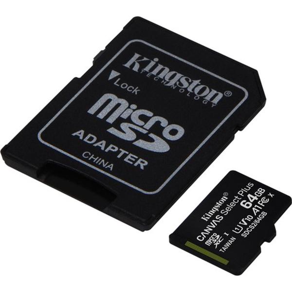 Imagem de Cartão de Memória Kingston Canvas Select PlusMicroSD 128GB, com Adaptador.