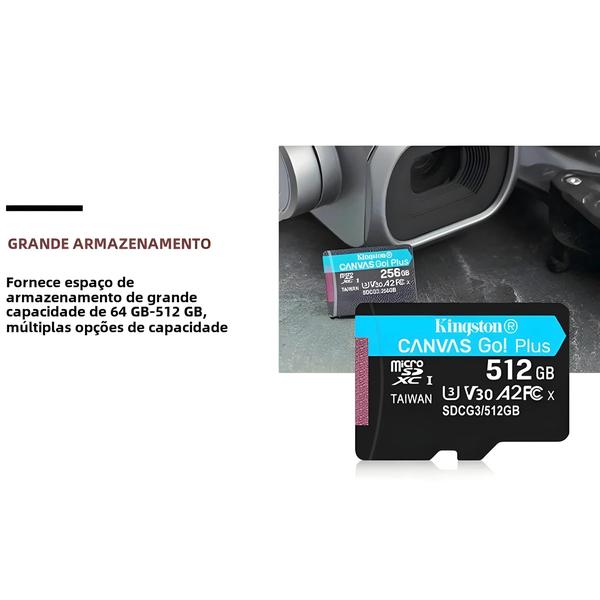 Imagem de Cartão de Memória Kingston Micro SD 64GB/128GB/256GB - V30, U3, C10 - Para Smartphones