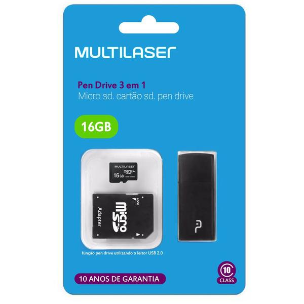 Imagem de Cartão De Memoria Kit 3 Em 1 16Gb MC112 Multilaser