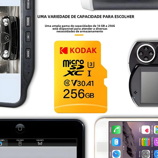 Imagem de Cartão de Memória Kodak Micro SD 128GB - Alta Velocidade 4K - Classe 10