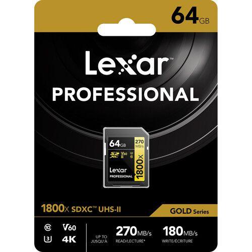 Imagem de Cartão de memória lexar sd xc 64gb 1800x uhs-ii 270mb/s gold