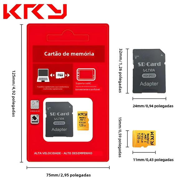 Imagem de Cartão de Memória Micro SD Classe 10 - 128GB, 64GB e 32GB (U3)