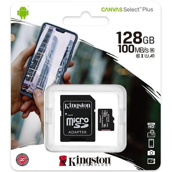 Imagem de Cartao de Memoria Micro SD de 128GB Kingston Canvas Select Plus SDCS2/128GB - Preto