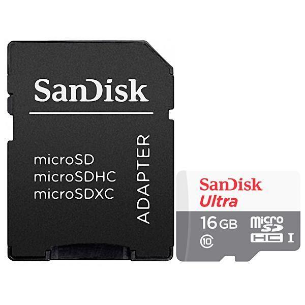 Imagem de Cartao de Memoria Micro SD de 16GB Sandisk Ultra SDSQUNS-016G-GN3MA - Branco/Cinza