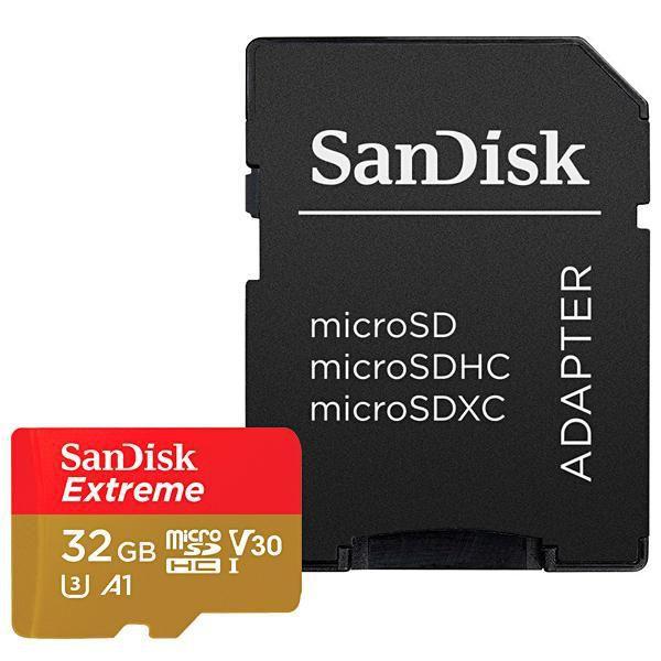 Imagem de Cartao de Memoria Micro SD de 32GB Sandisk Extreme SDSQXAF-032G-GN6AA - Vermelho/Dourado