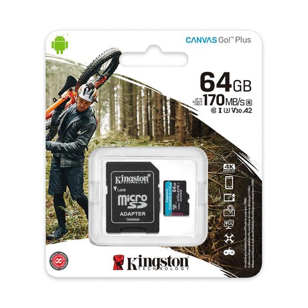 Imagem de Cartão de Memória Micro SD Kingston Canvas Go Plus 64GB V30 A2 microSDXC