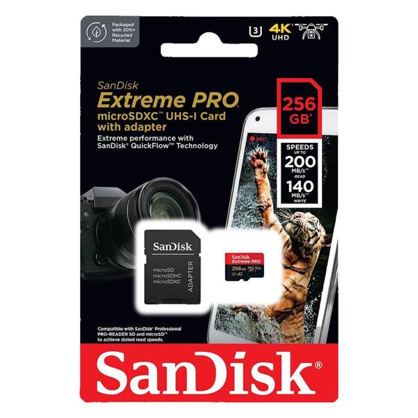 Imagem de Cartao de Memoria Micro SD Sandisk Extreme Pro 256GB 140MBS - (SDSQXCD-256G-GN6MA)