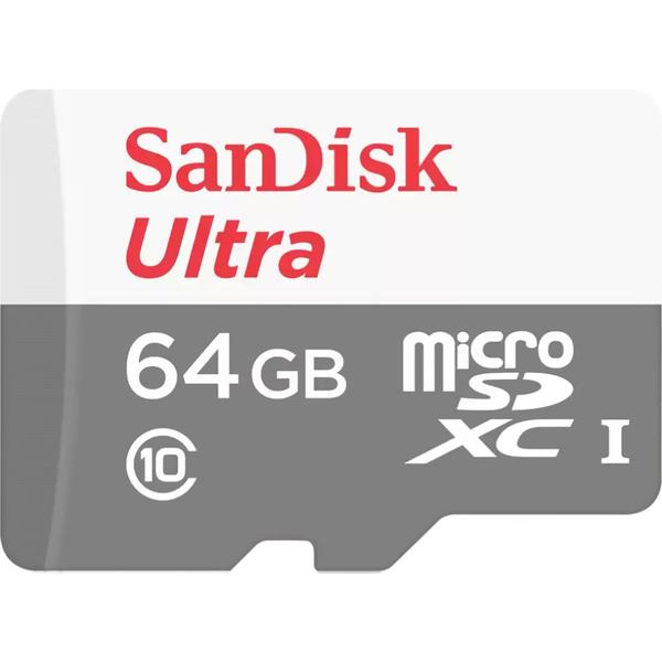 Imagem de Cartão de Memória Micro SD Sandisk Ultra 100 MB/s C10 64GB (SDSQUNR-064G-GN3MA)