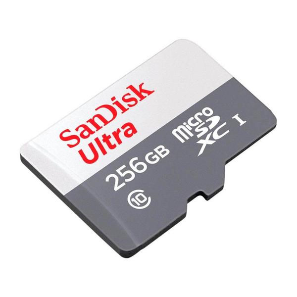 Imagem de Cartao de Memoria Micro SD Sandisk Ultra 256GB / C10 / 100MBS / 2X1 - (SDSQUNR-256-GN6TA)