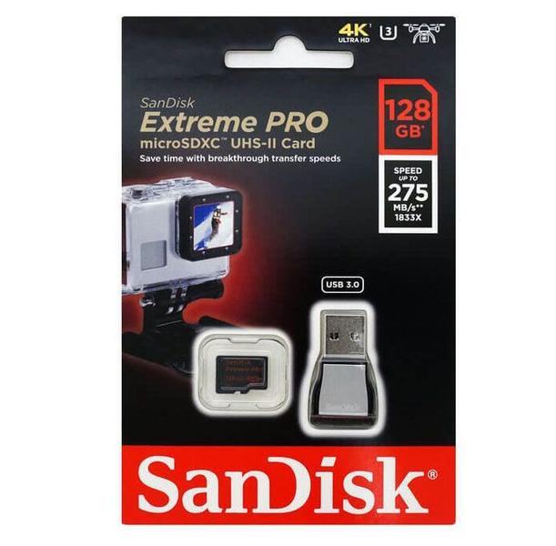 Imagem de Cartão de memória MicroSDXC SanDisk 128GB Extreme Pro Classe 10 UHS-3 275MB/s 4k