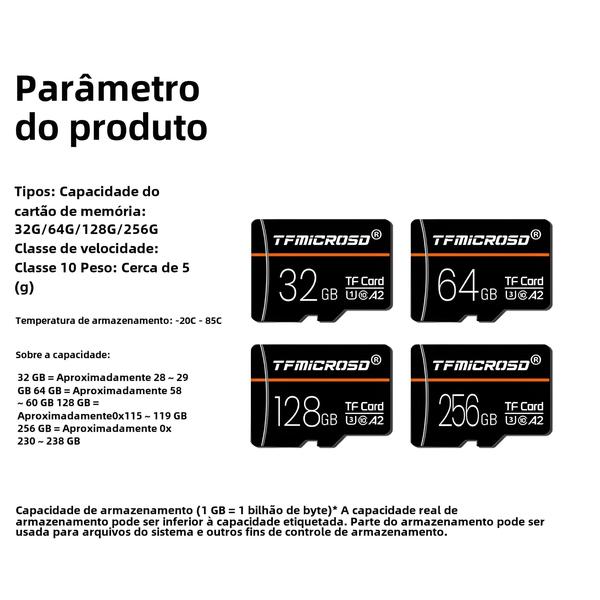 Imagem de Cartão de Memória microSDXC TF 64GB/128GB/256GB - U3, C10 - Para Nintendo Switch e Smartphones