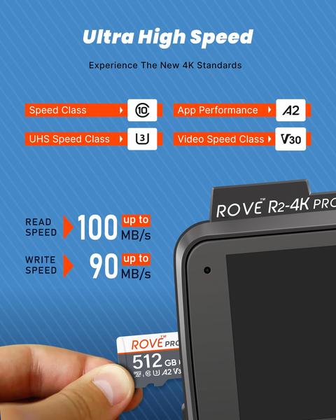 Imagem de Cartão de memória ROVE PRO microSDXC 512GB com adaptador 100MB/s