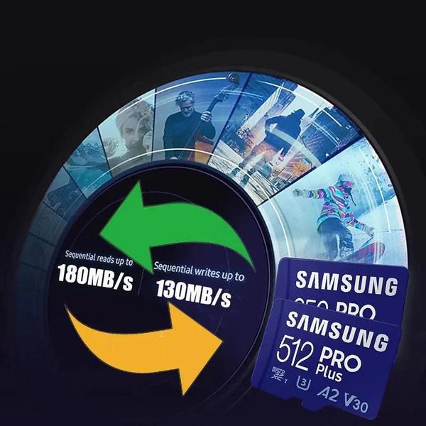 Imagem de Cartão de Memória Samsung Original SDXC Micro SD 64GB/128GB/256GB/512GB (U1/U3) - 4K