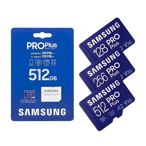 Imagem de Cartão de Memória Samsung Pro Plus - Alta Velocidade (512GB, 256GB, 128GB, 64GB) - UHS-I Classe 10