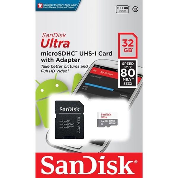 Imagem de Cartão de Memória Sandisk 32gb Classe 10 SDSDQUNR--032G-GN3MA Micro SD